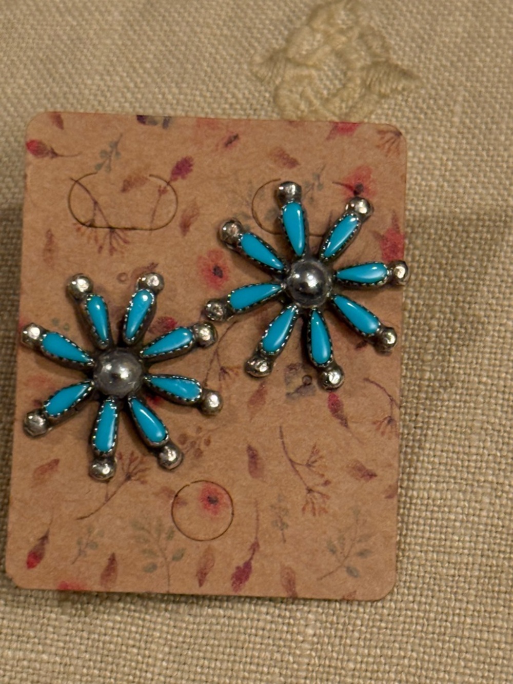 Sterling Silver / Turquoise Stud Earrings - Picture 4 of 7